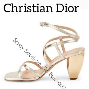 🆕⭐ 100% Authentic Christian Dior gold metallic strappy sandals